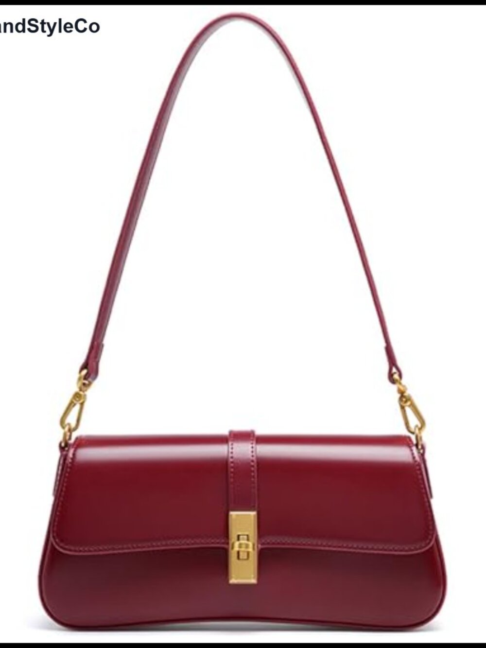 Genuine Glossy Cowhide Leather Evening Bag Hobo Handbag Underarm Shoulder Bag
